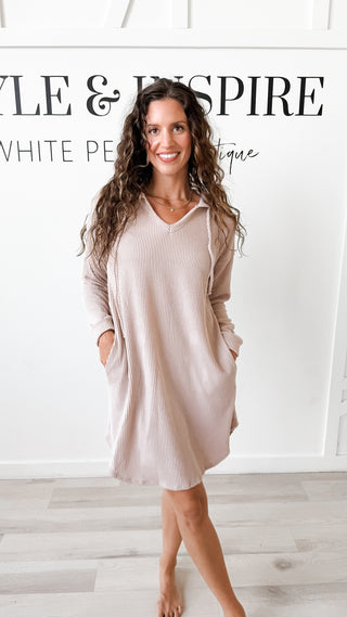 Ellen Urban Ribbed Hoodie Mini Dress