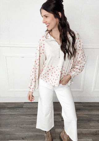 Jennifer Floral Half Zip Pullover
