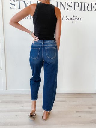 Risen High Rise Barrel Cuffed Jeans