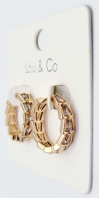 CZ Baguette Hoops