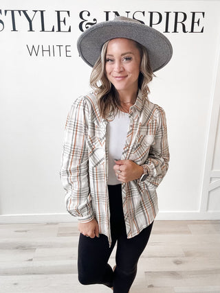 Cynthia Snap Front Flannel Plaid Blouse