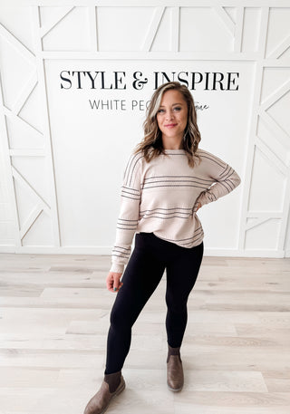 Daphne Stitched Stripe Pullover Sweater