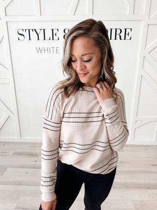 Daphne Stitched Stripe Pullover Sweater