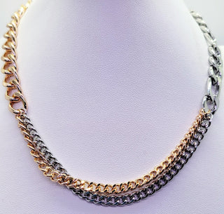 Double Small Curb And Large Curb Chain Necklace