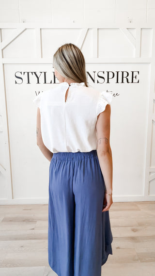 Fawn Ruffle Sleeve Pintuck Top