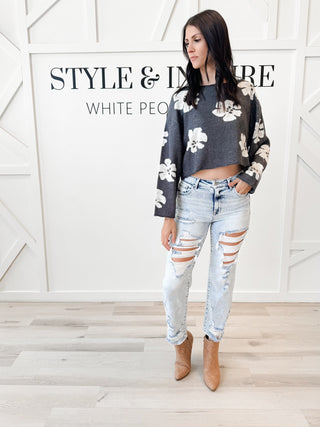 Eliza Floral Cropped Sweater