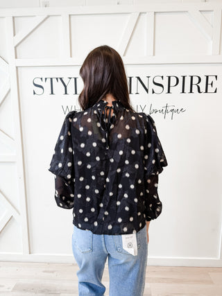 Beatrice Sheer Textured Dot Blouse