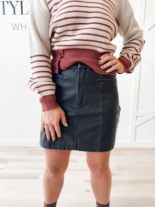 Freya Washed Faux Leather Mini Skirt