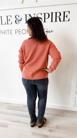 Cielo Center Seamed Mini Waffle Sweater