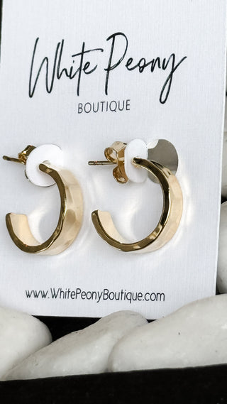 Hammered Open Hoop Earrings. *Final Sale*