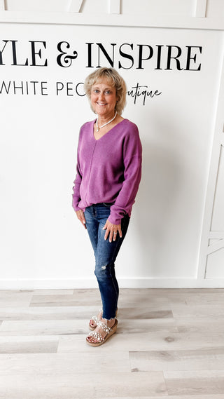 Cielo Center Seamed Mini Waffle Sweater