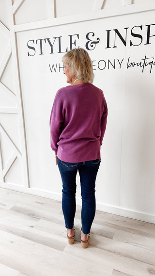 Cielo Center Seamed Mini Waffle Sweater