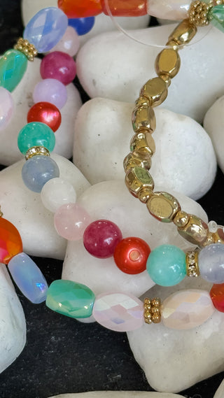 Stone and Metallic Mixed Bead Bracelets. *Final Sale*
