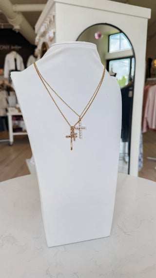 Pearl  Multi Cross Necklace. *Final Sale*