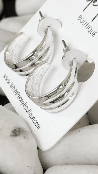 Triple Round Bevel Open Hoop Earrings *Final Sale*