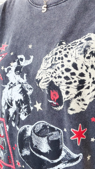 Western Collage Leopard Graphic Tee