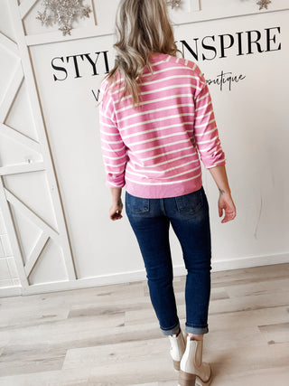 Daryn Raglan Sleeve Stripe Sweater