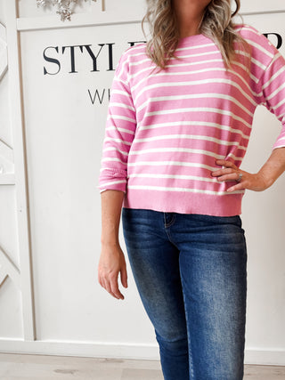 Daryn Raglan Sleeve Stripe Sweater