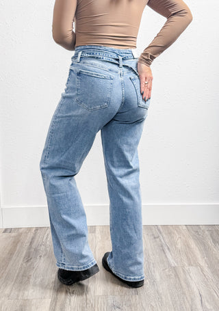 Vervet HR Self Tie Belt Wide Jeans