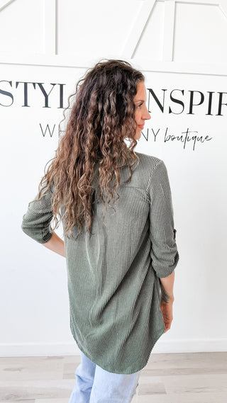 Kyra Mandarin Collar Ribbed top