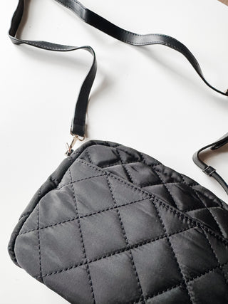 Quilted Wide Nylon Crossbody