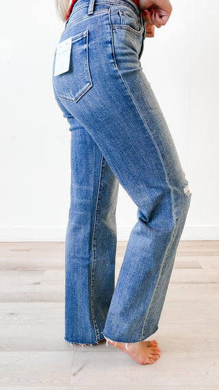 Vervet Frayed Hem Slim Wide Jeans