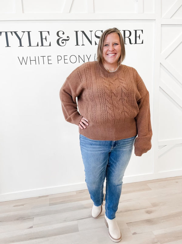 Isabelle Curvy Cable Knit Sweater