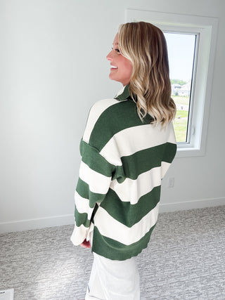 Charlette Striped Half Zip Sweater