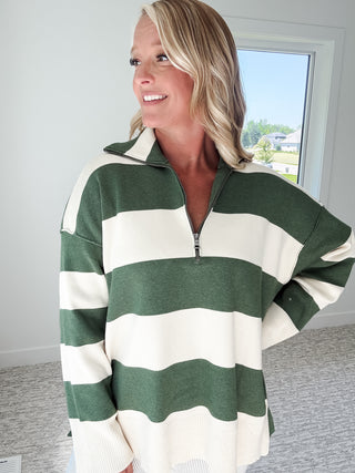 Charlette Striped Half Zip Sweater