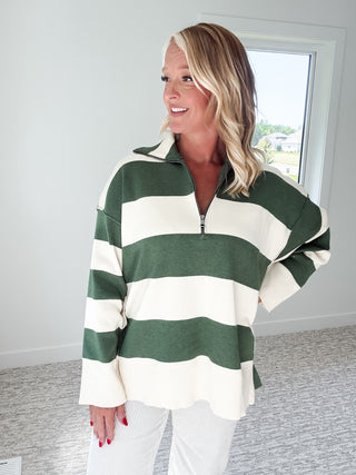 Charlette Striped Half Zip Sweater