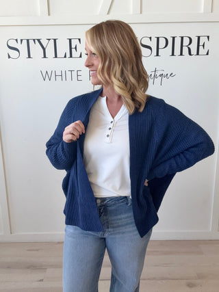 Lenore Ribbed Waffle Knit Open Cardigan