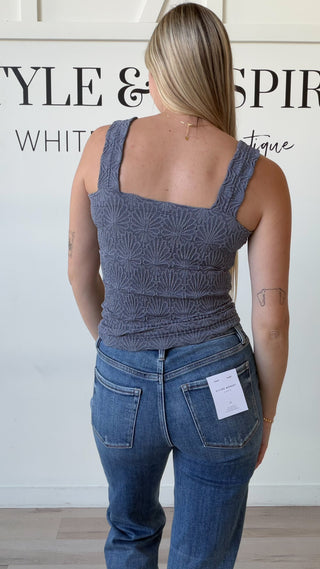 Nikibiki Lace Textured Square Neck Top