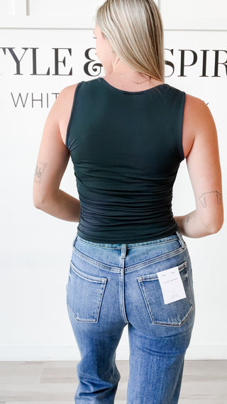 Nikibiki Square Neck Side Shirred Tank