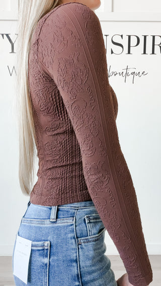 NikiBiki Lace Textured V-Neck Top