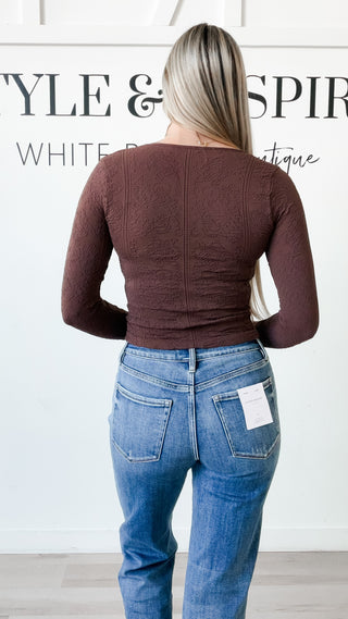 NikiBiki Lace Textured V-Neck Top