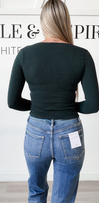 NikiBiki Lace Textured V-Neck Top