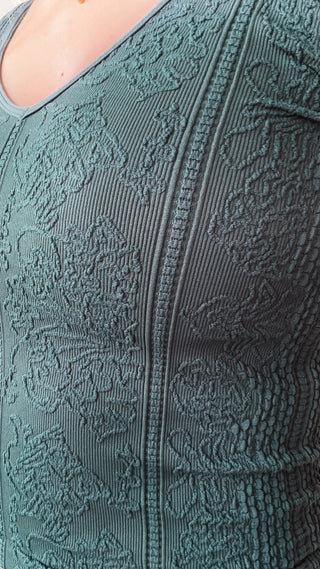 NikiBiki Lace Textured V-Neck Top