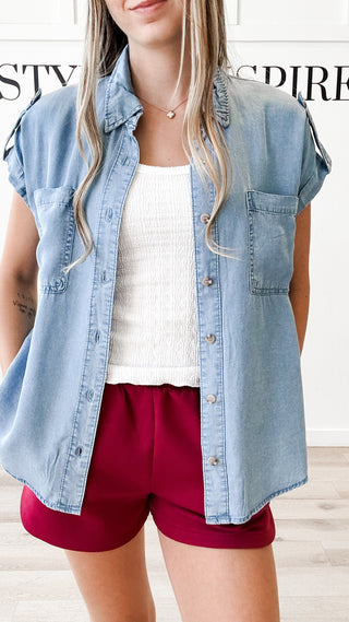 Myra Chambray Tab Sleeve Shirt