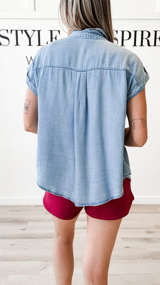 Myra Chambray Tab Sleeve Shirt