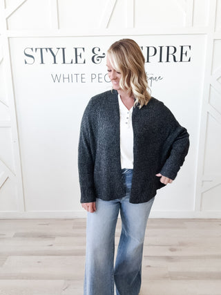 Lenore Ribbed Waffle Knit Open Cardigan