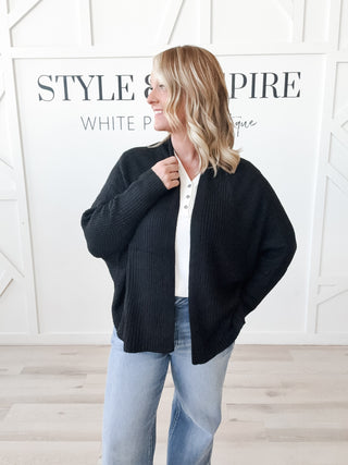 Lenore Ribbed Waffle Knit Open Cardigan