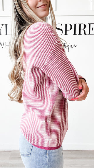 Micah Waffle Pinstripe Sweater