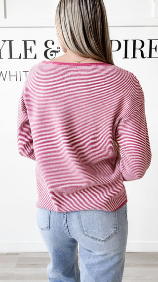 Micah Waffle Pinstripe Sweater