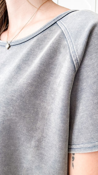 Janine Washed Scuba Raglan Sleeve Tee