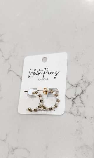 Pearl Crystal Hoops. *Final Sale*