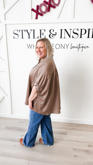 Melody Button Down Satin Swing Top