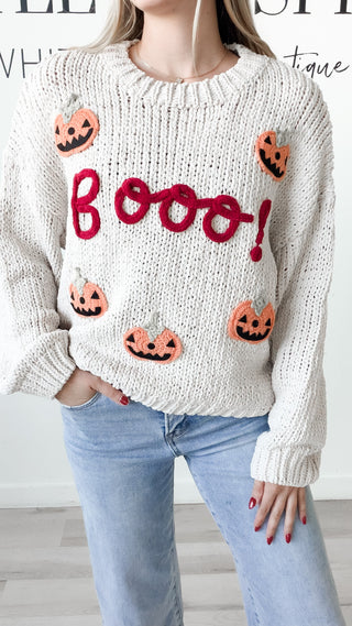 Boo Graphic Pumpkin Sweater
