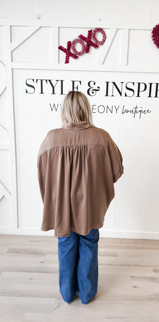 Melody Button Down Satin Swing Top