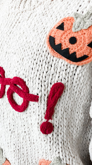 Boo Graphic Pumpkin Sweater
