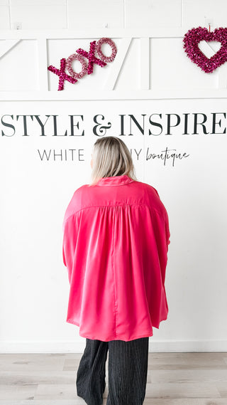 Melody Button Down Satin Swing Top